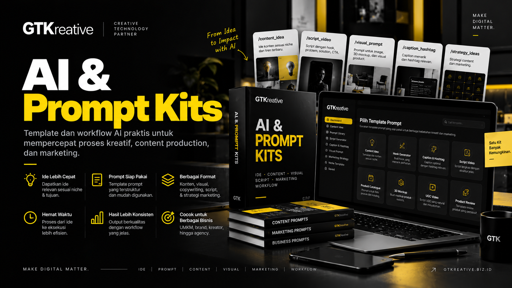 AI & Prompt Kits GTKreative — template prompt AI untuk bisnis dan content creator
